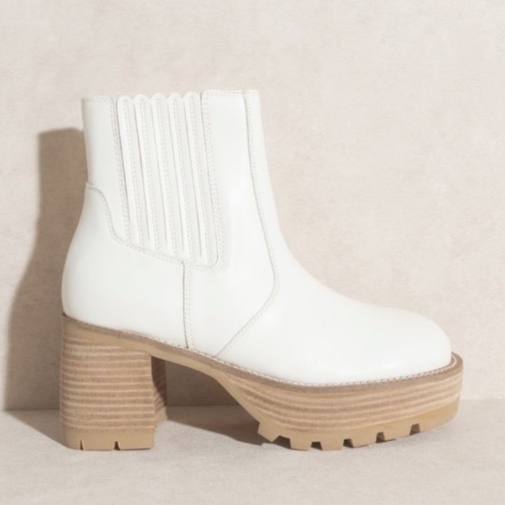 White platform booties